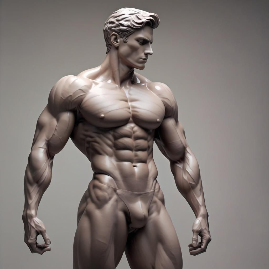 Muscular Male Thinker Statue
