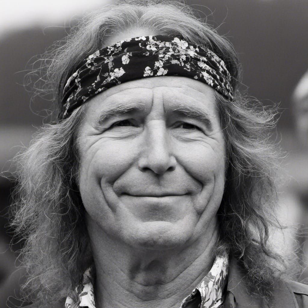Woodstock Hippie Portrait in Aged Photograph Style