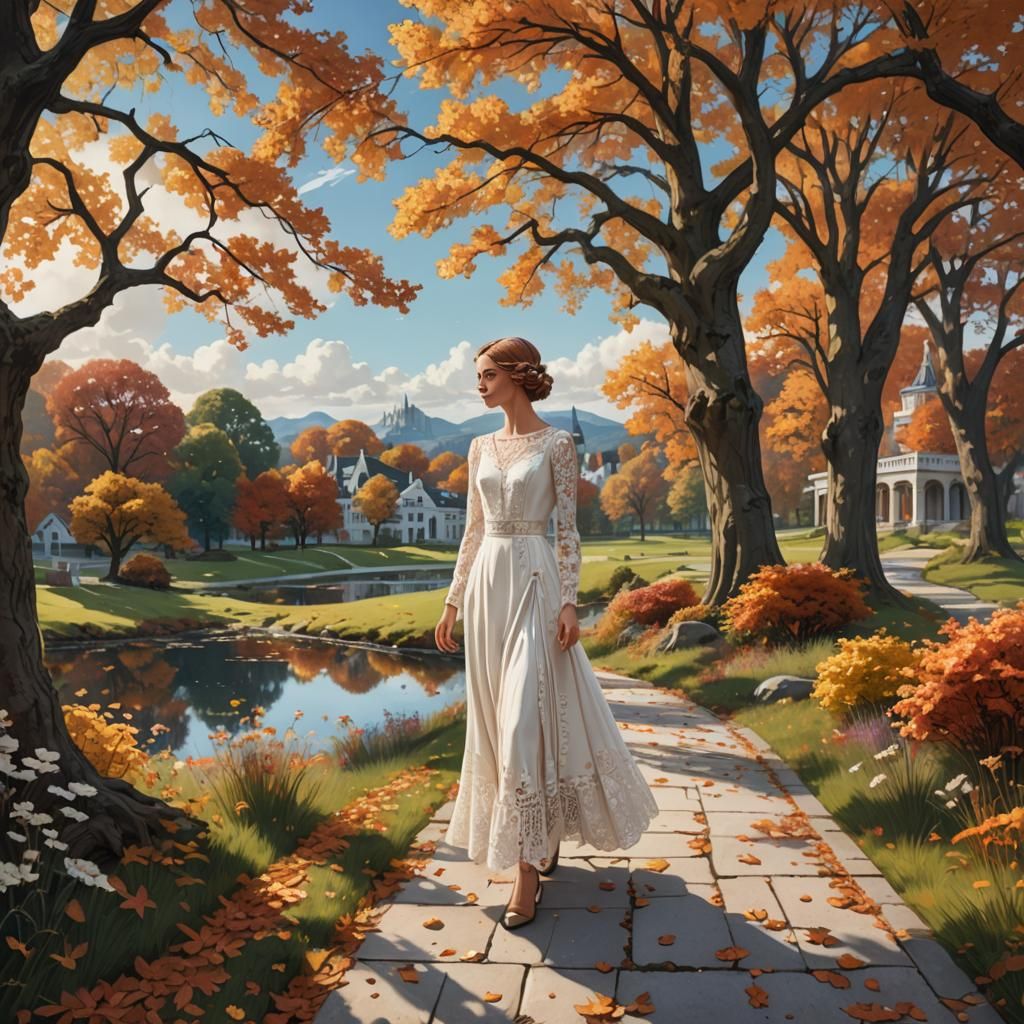 Bohemian Art Deco Building in Autumn Landscape