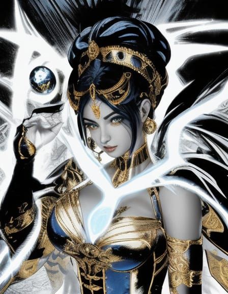 Fantasy Figure with Egyptian Pillars in Fairycore Style