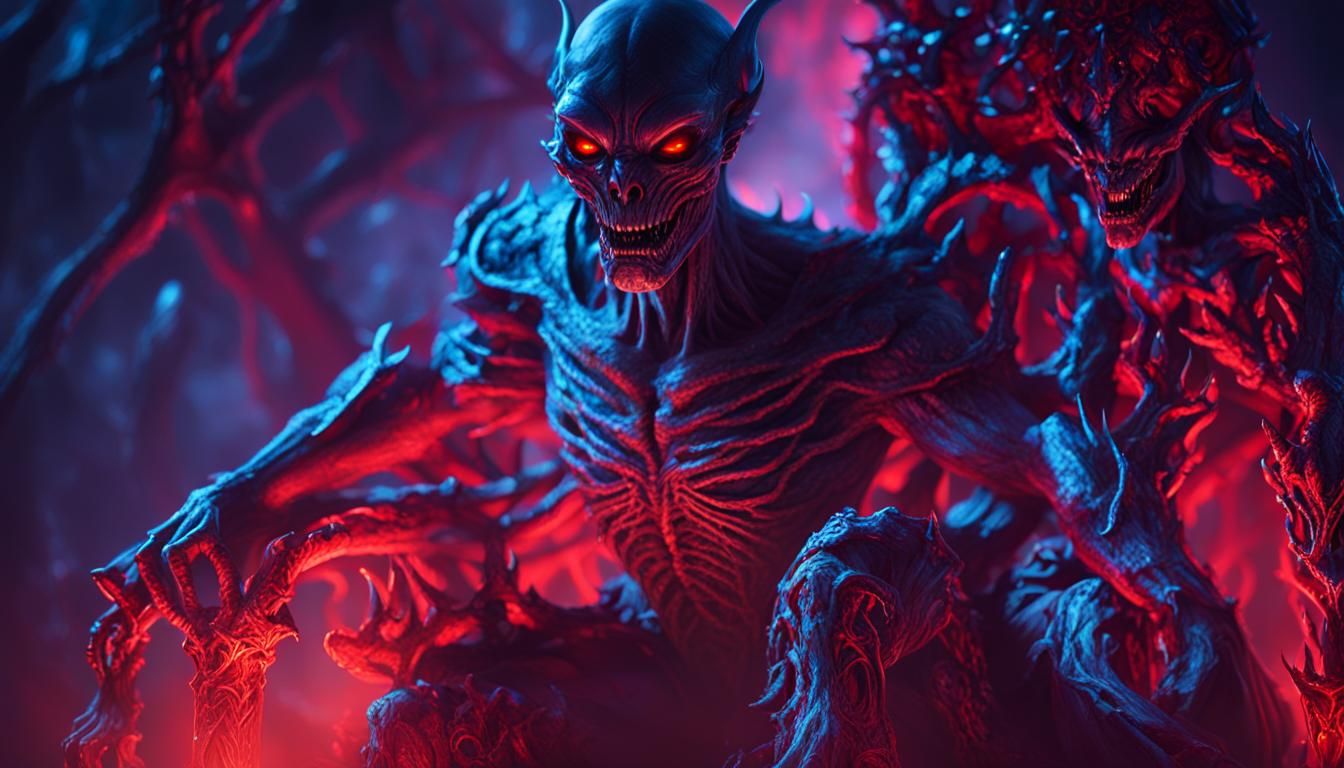 Alien Demon on Throne in Dark Fantasy Style