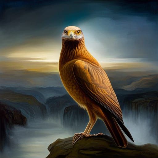 Night Hawk in Flight: Oil Painting
