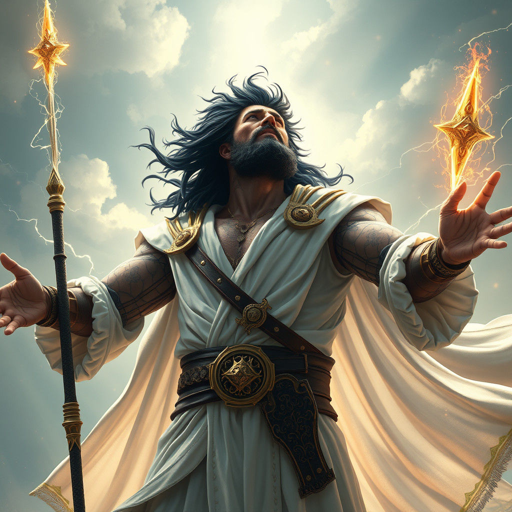 Mystical Warrior with Divine Features in Fantasy Art