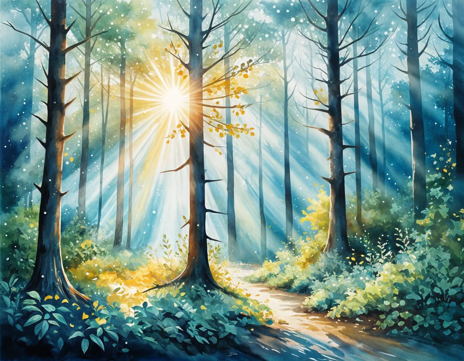 Golden Sunrise in the Forest