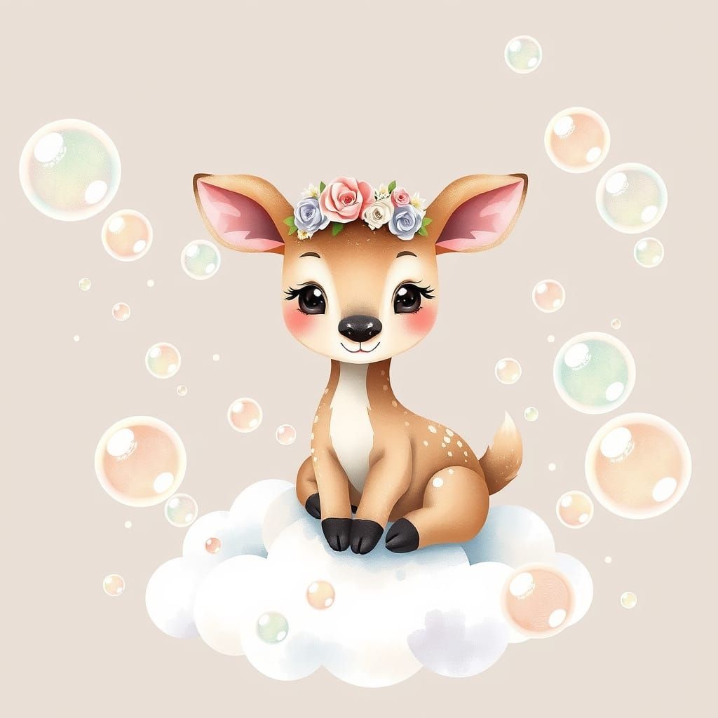 Whimsical Deer in Dreamy Watercolour Style