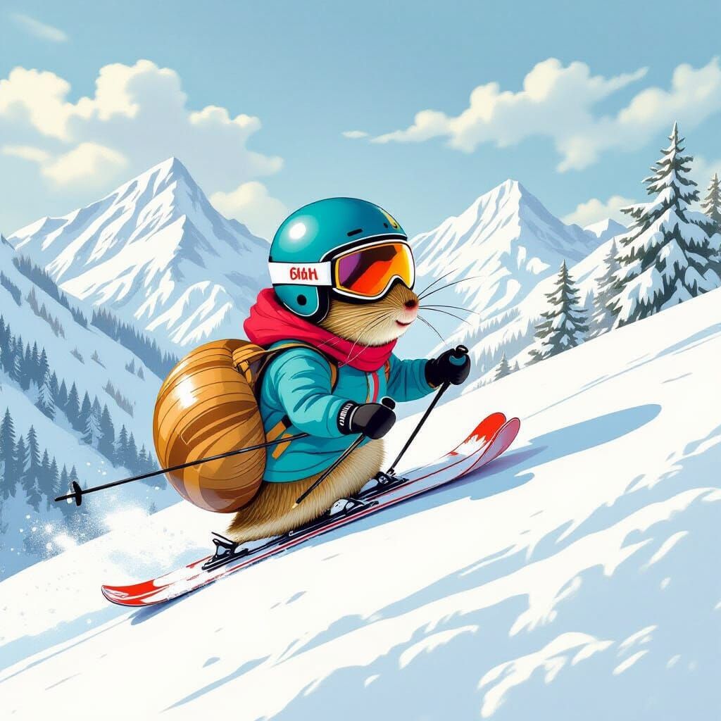 Snail on Skis: A Whimsical AI Creation