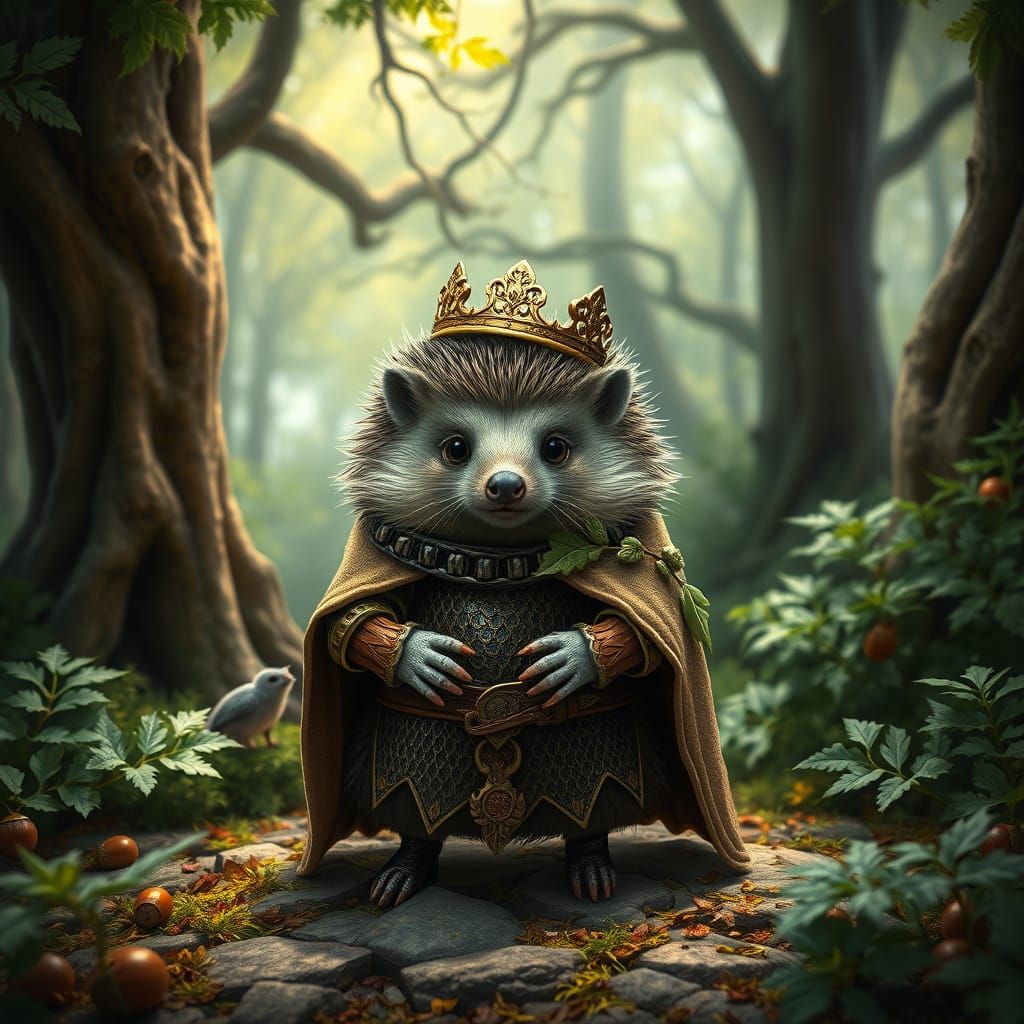 Medieval Hedgehog in Enchanted Forest
