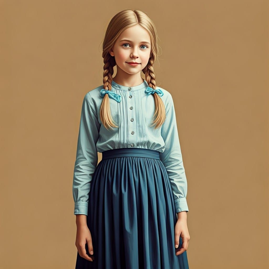 Demure Girl in Blue, Inspired by Marie Laurencin