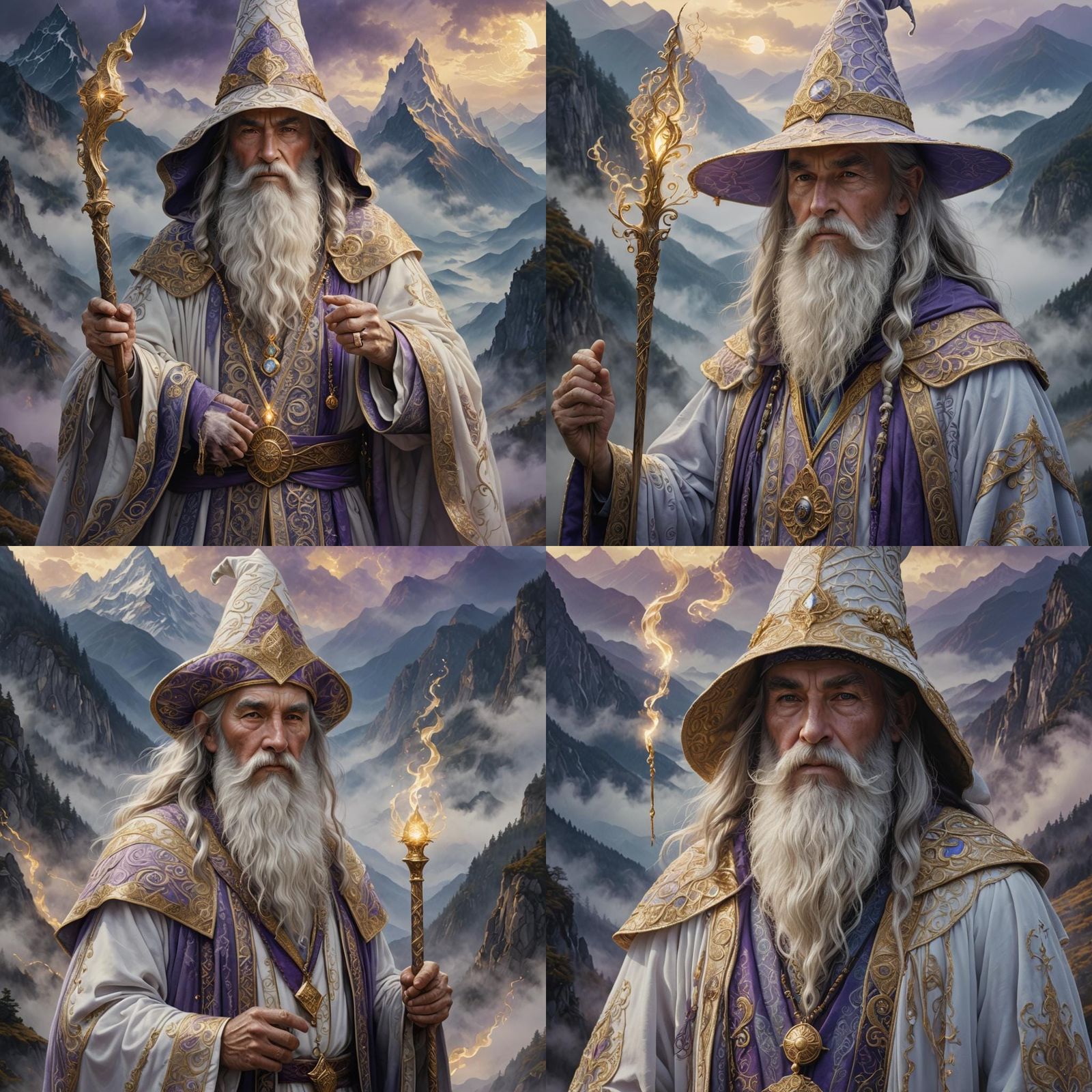 Mystical Wizard Portrait in Misty Mountains