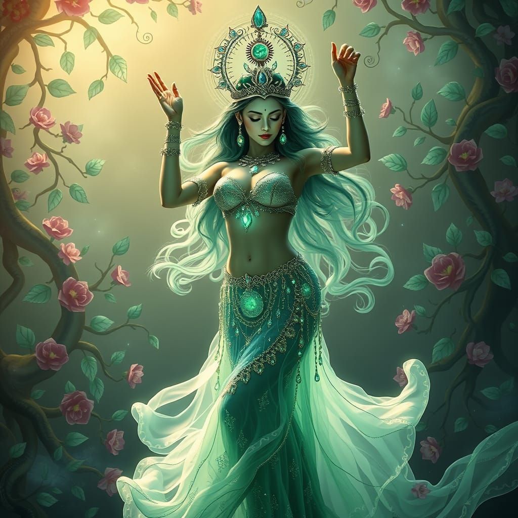 Enchanted Goddess of Emerald Whispers