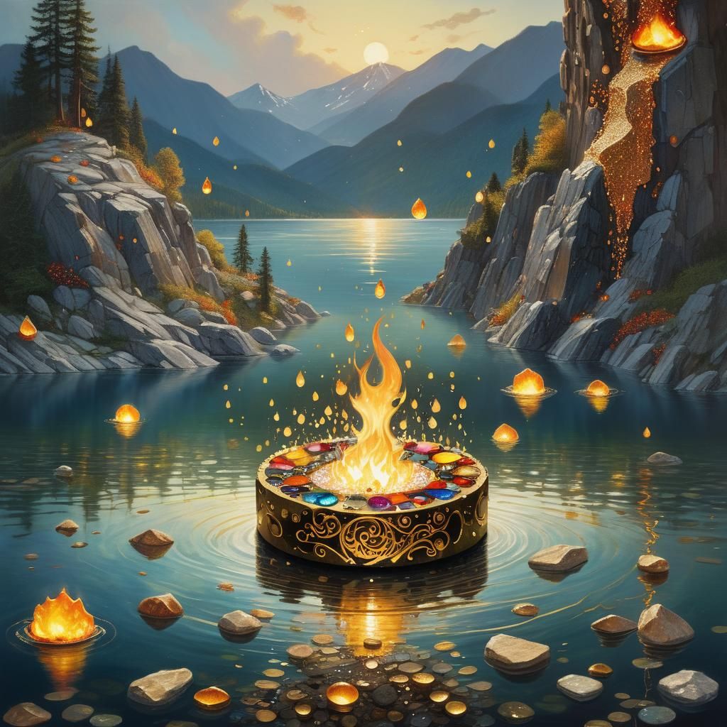 Liberty's Wildfire: Freedom by a Mountain Lake