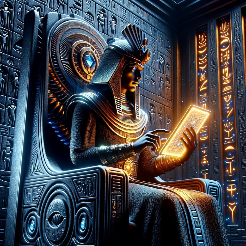 Egyptian Pharaoh with Tablet in Gothic Style