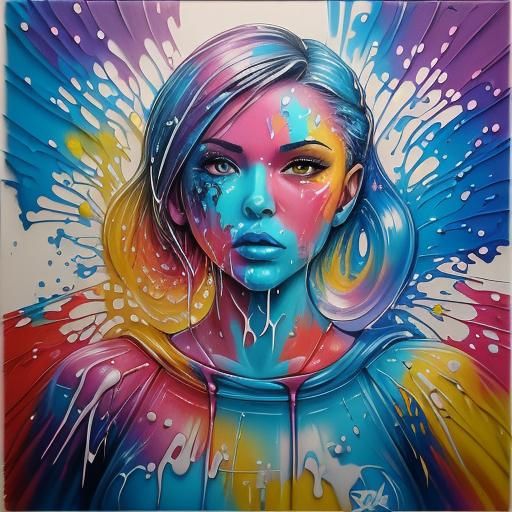 Colorful Soap Bubbles in Graffiti Splash Art Style