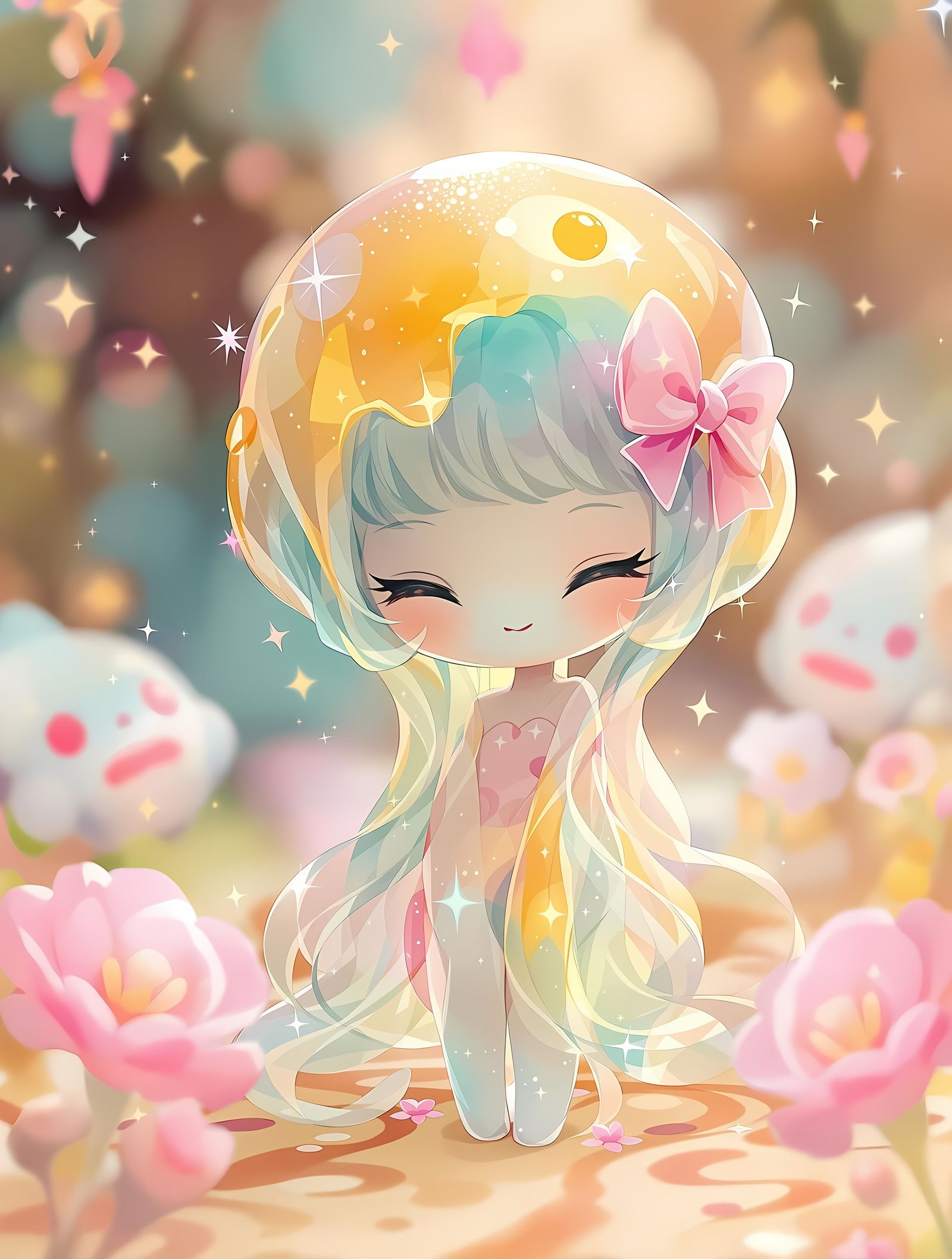 Chibi Slime Girl in Glowing Hues