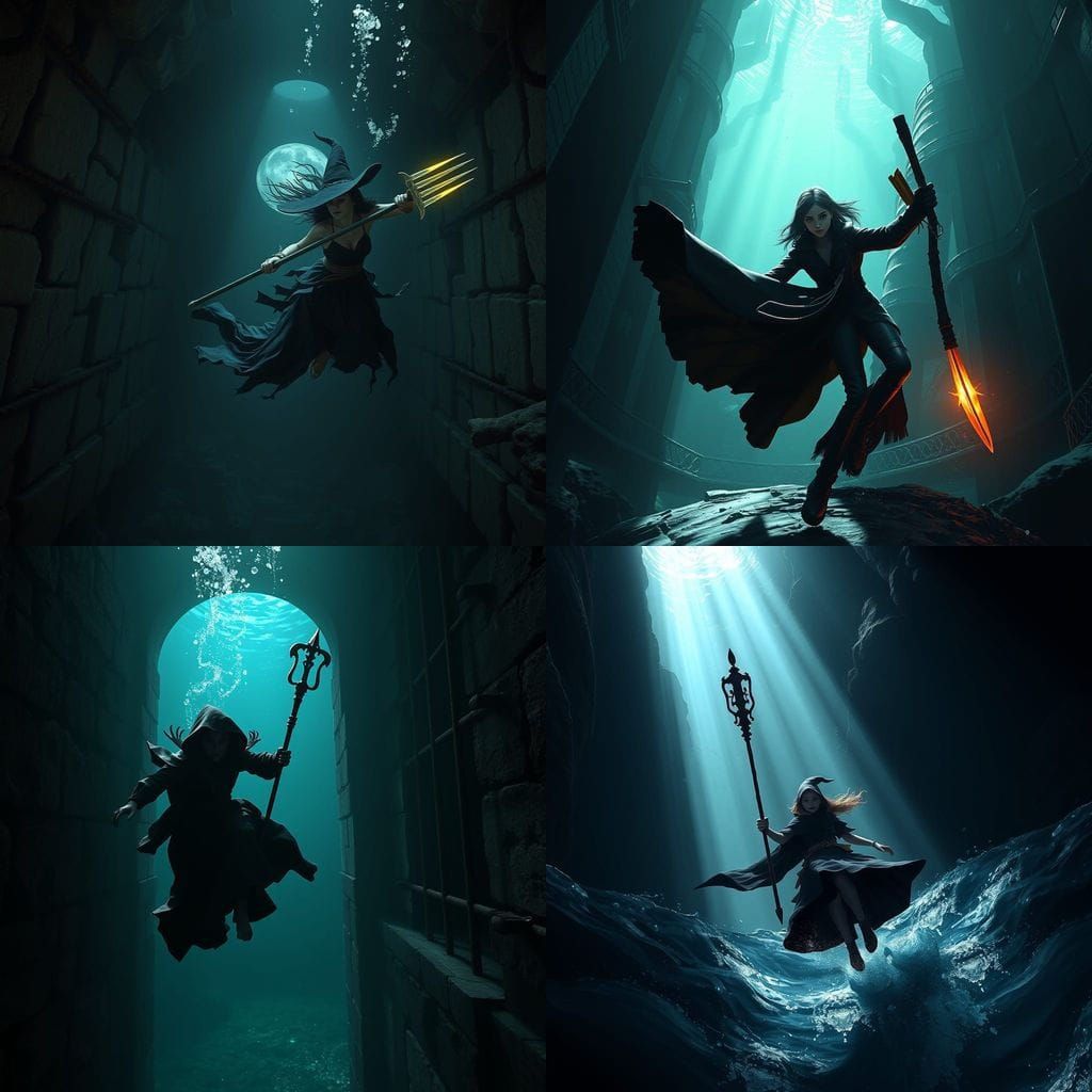 Witch's Underwater Prison Escape: 3D Artstation Scene