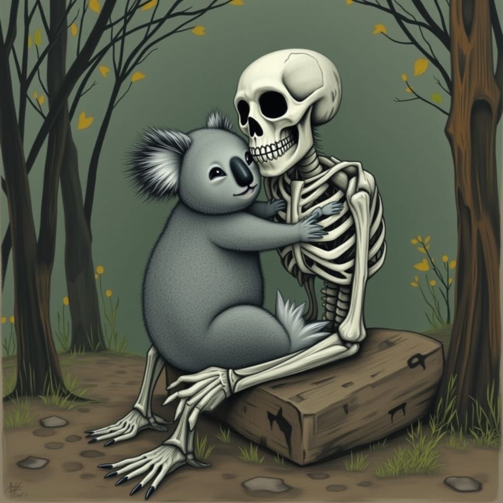 Skeleton Hugs Adorable Koala
