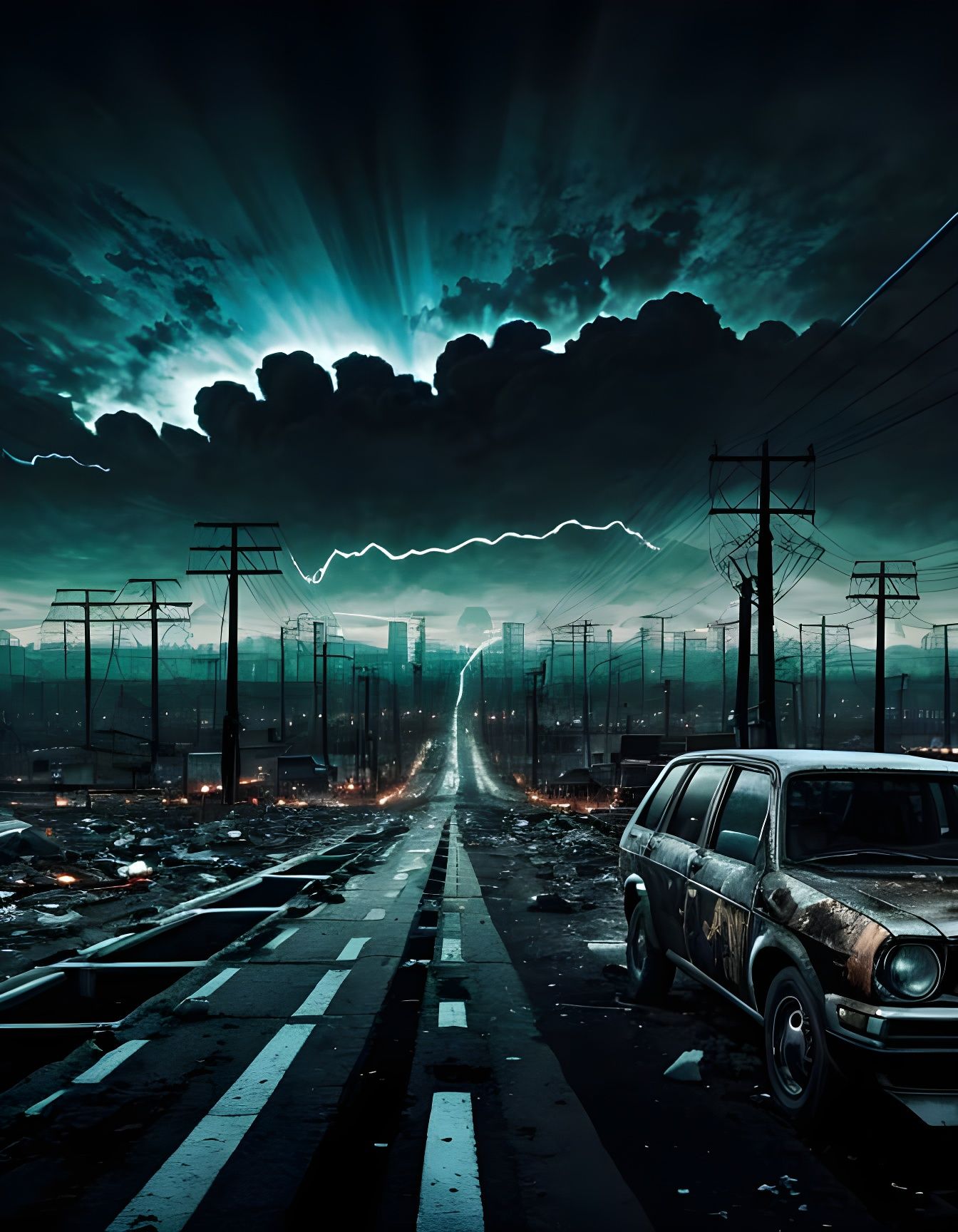 Apocalyptic Ruins of a Solarpunk Cityscape