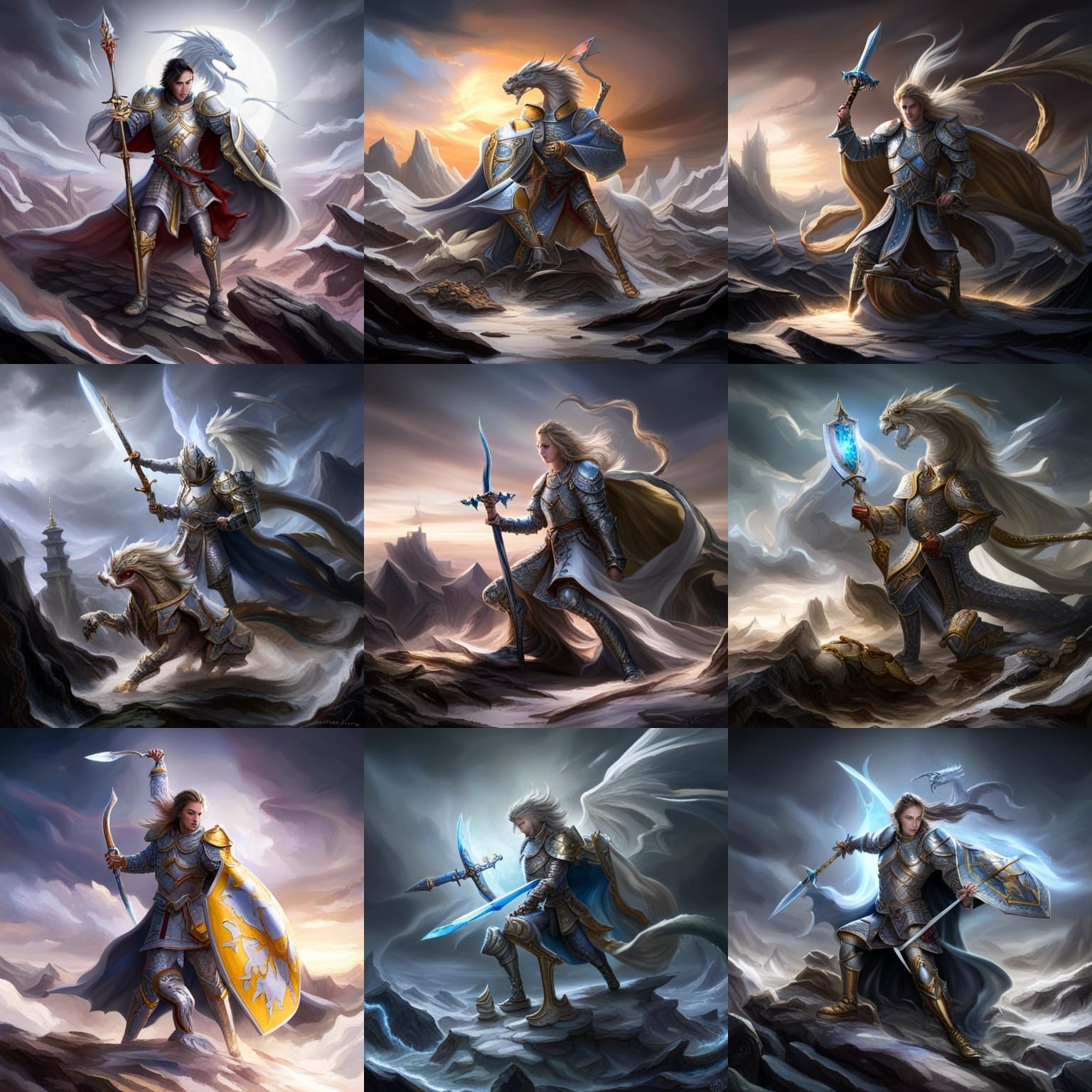 Celestial Knight Battles Three-Headed Dragon