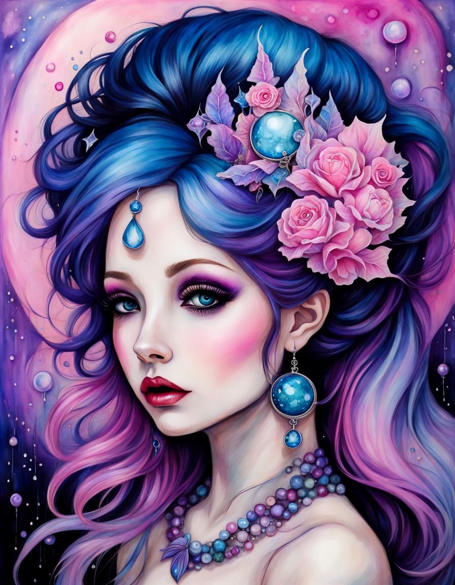 Crystalline Mermaid in Ethereal Goth Style