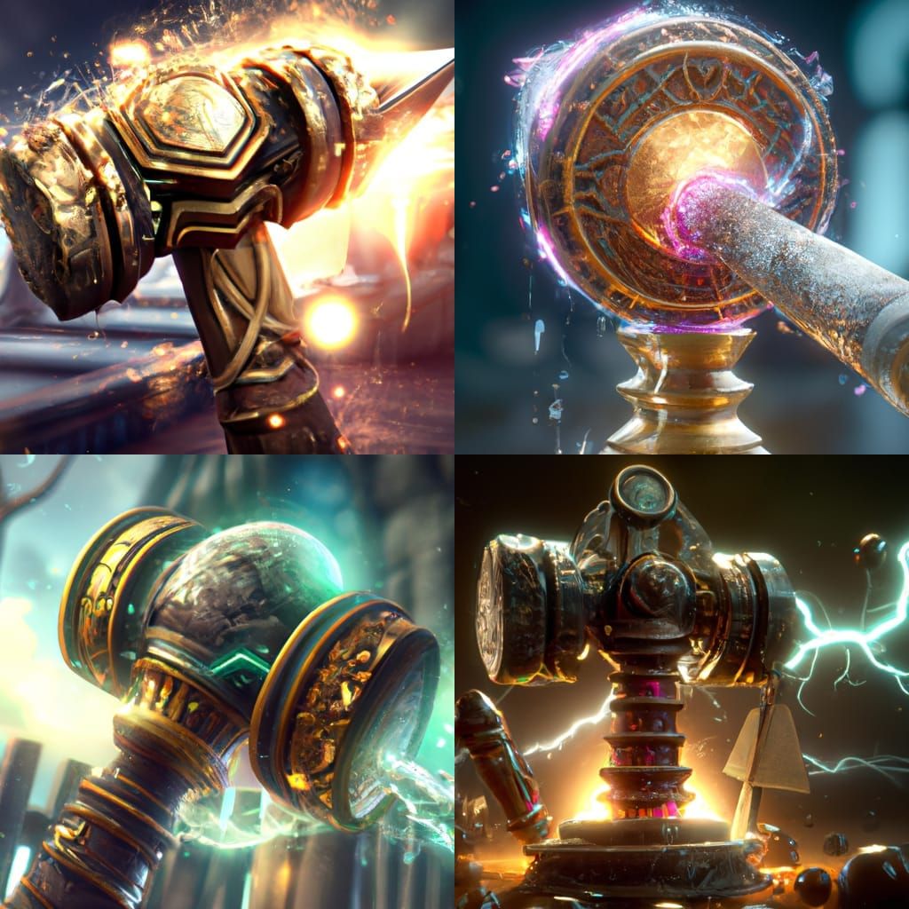 Intricate Hammer with Swirling Lights in Fantasy Art