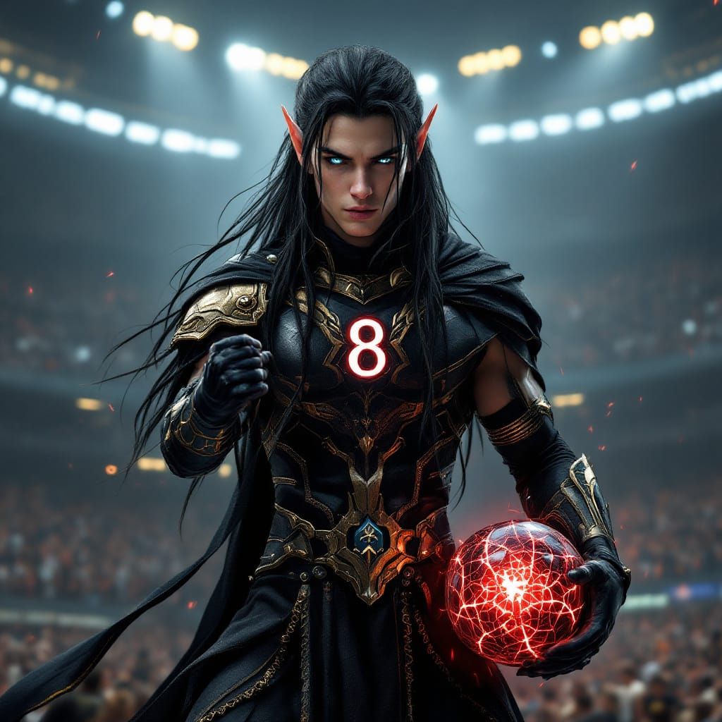 Fantasy Elf Athlete in Magical Arena