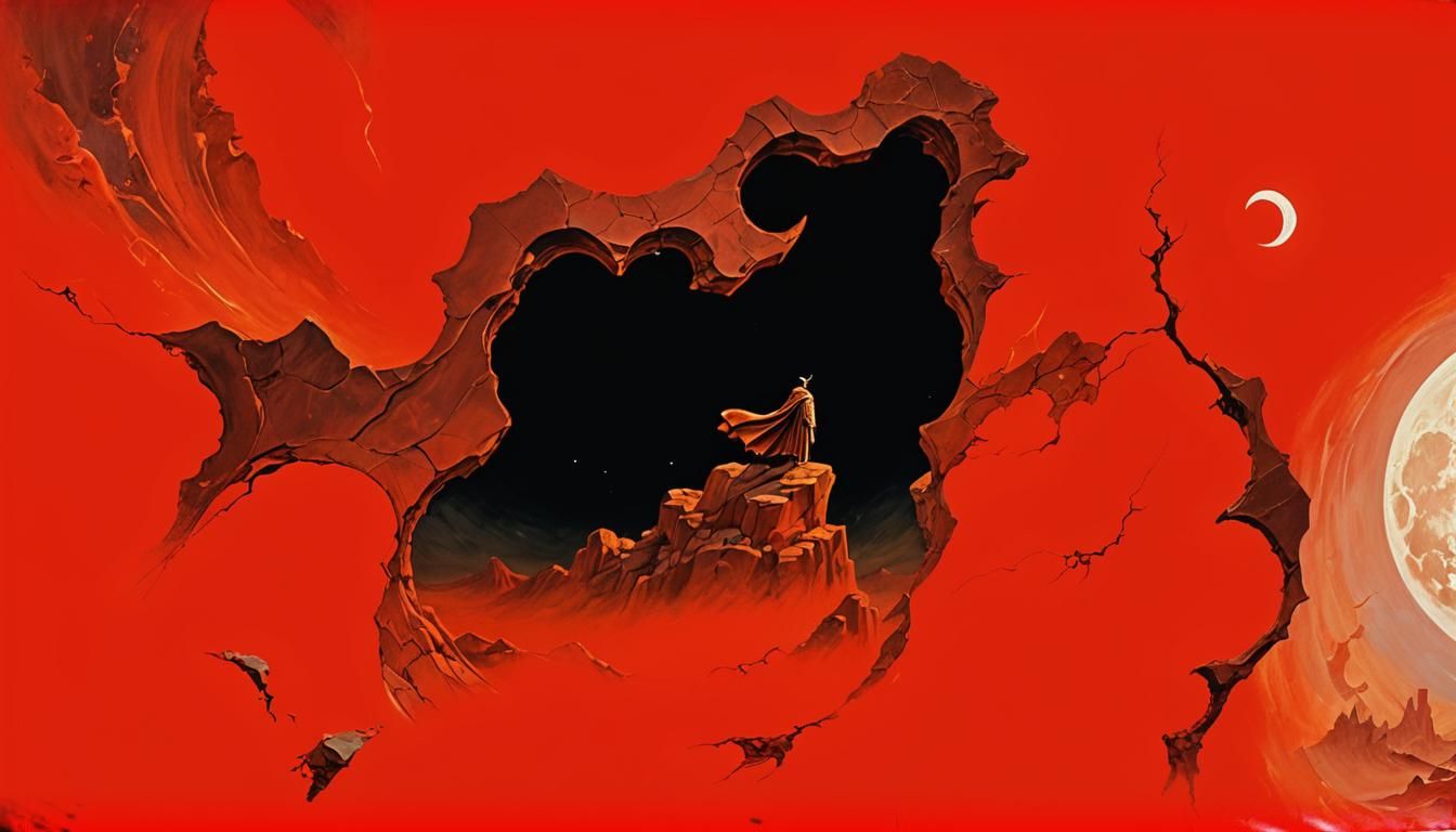 Man in the Moon in Surrealist Style