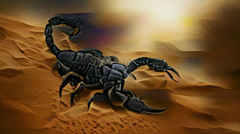 Black Scorpion in Desert Digital Art