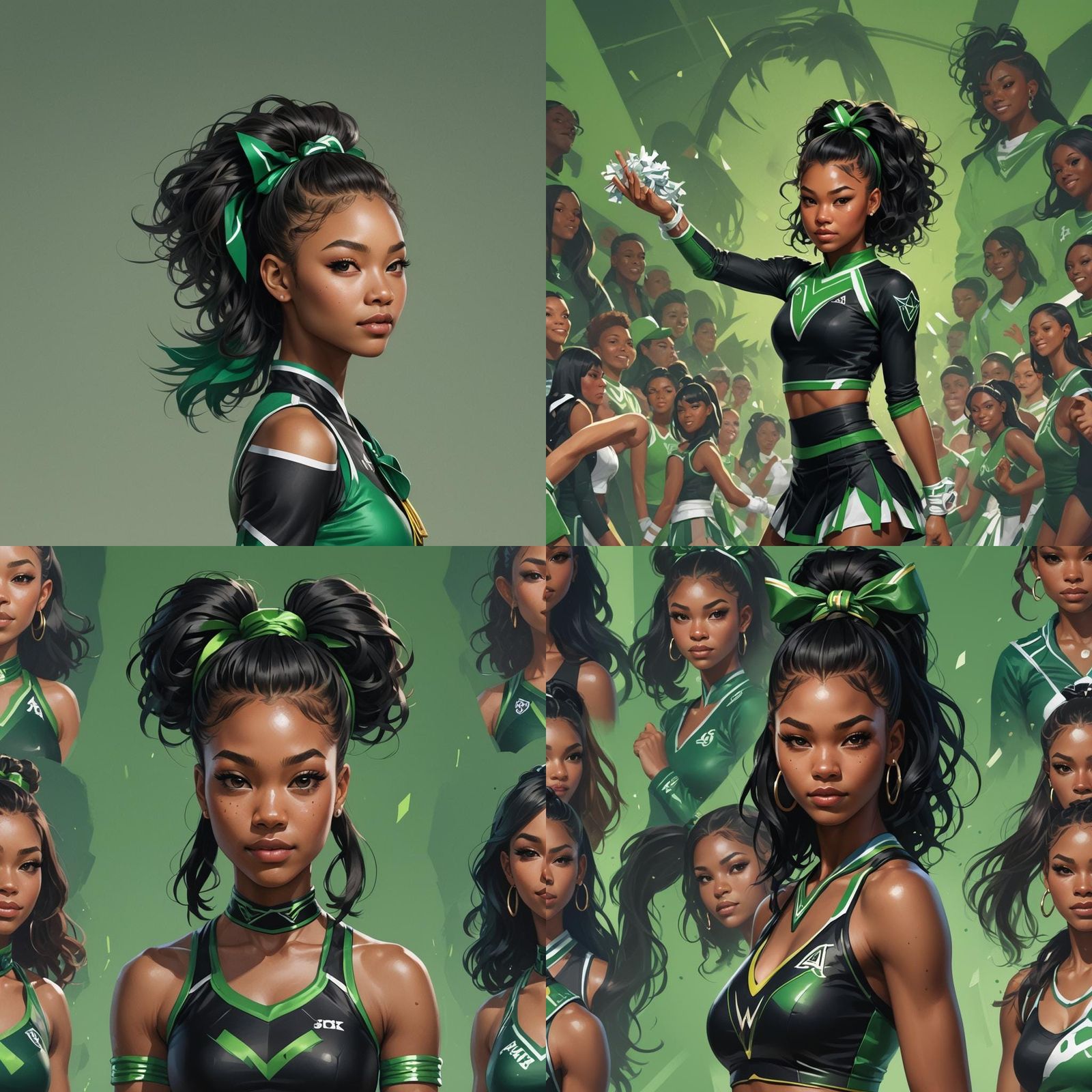Blasian Cheerleader Portrait in Dynamic Lighting