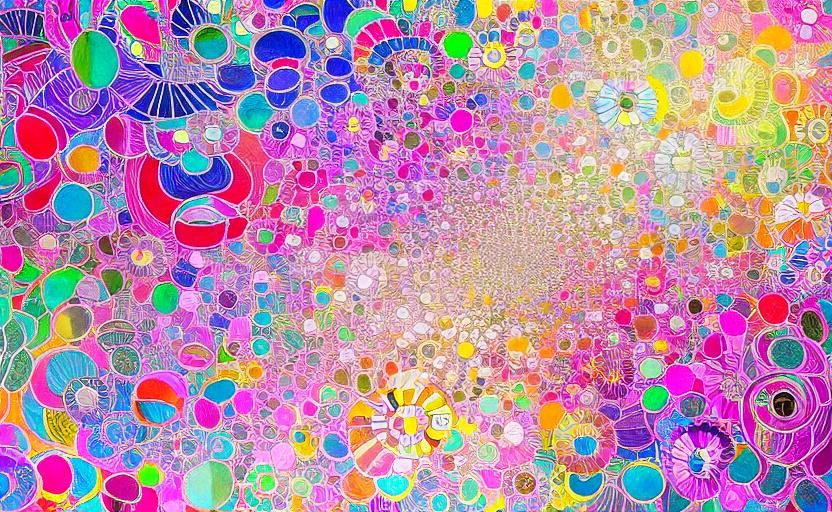 Kaleidoscopic River in Watercolor-Style Digital Art