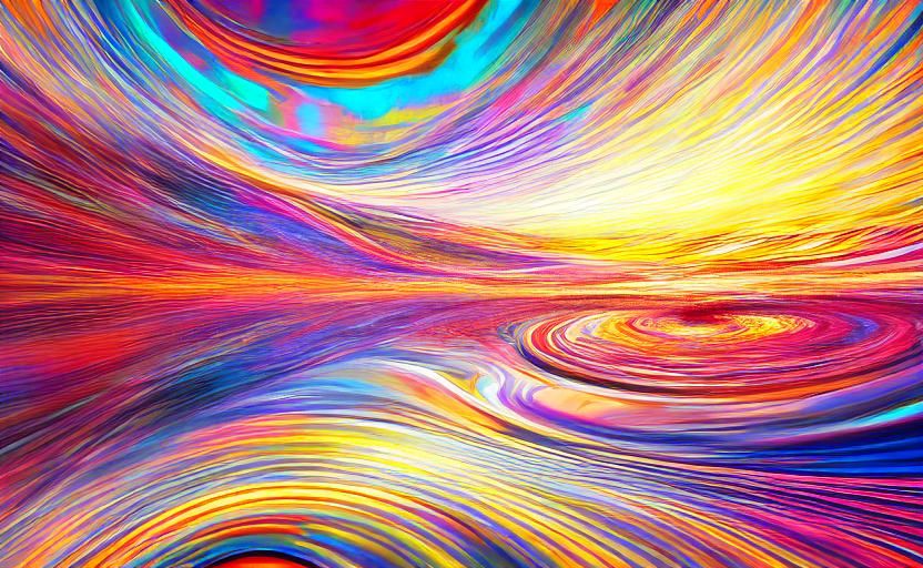 Surreal River of Time in Takashi Murakami Style