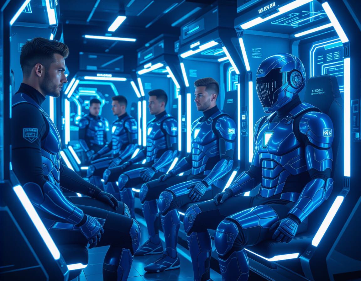 Futuristic Soccer Team Suiting Up in High-Tech Armor