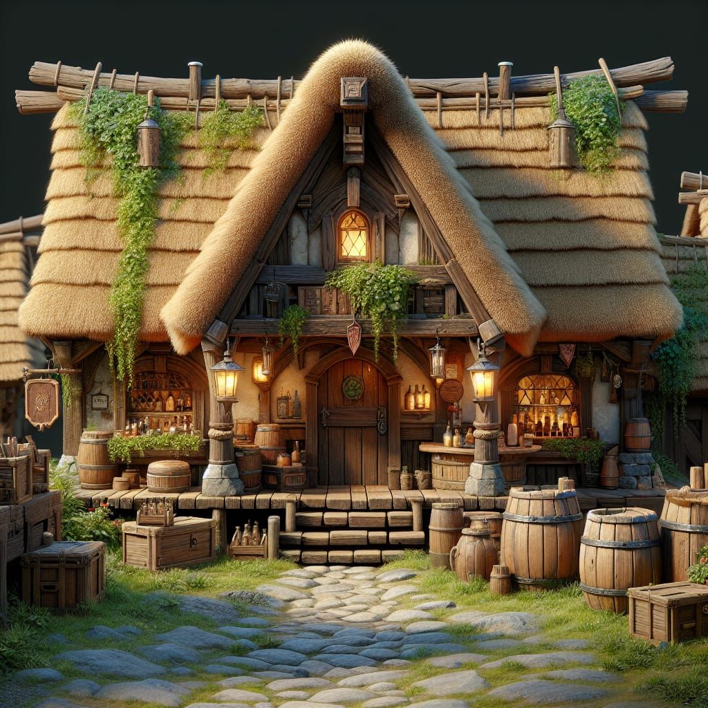 Cozy Village Tavern in D&D Style
