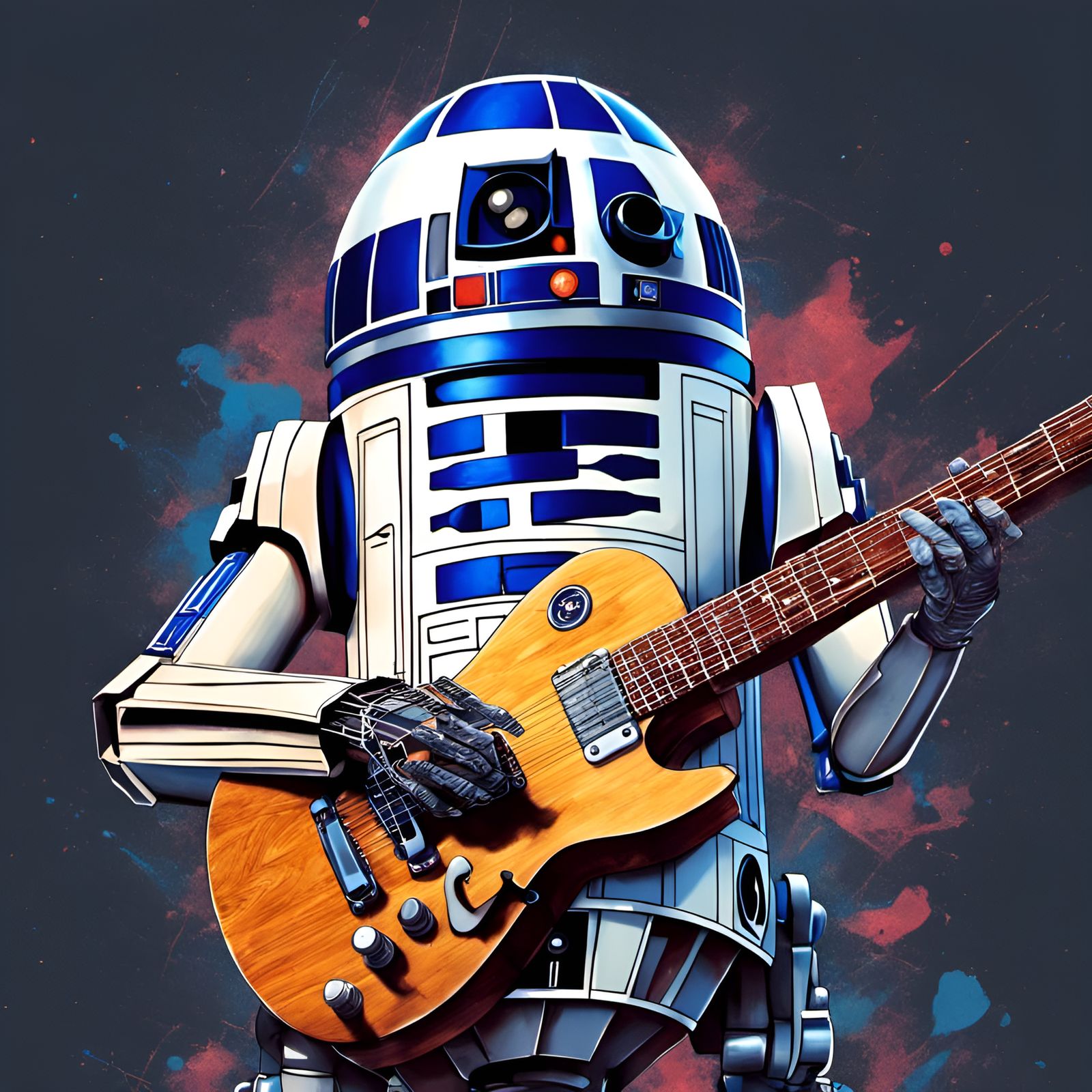 R2-D2 Plays Guitar: A Digital Illustration