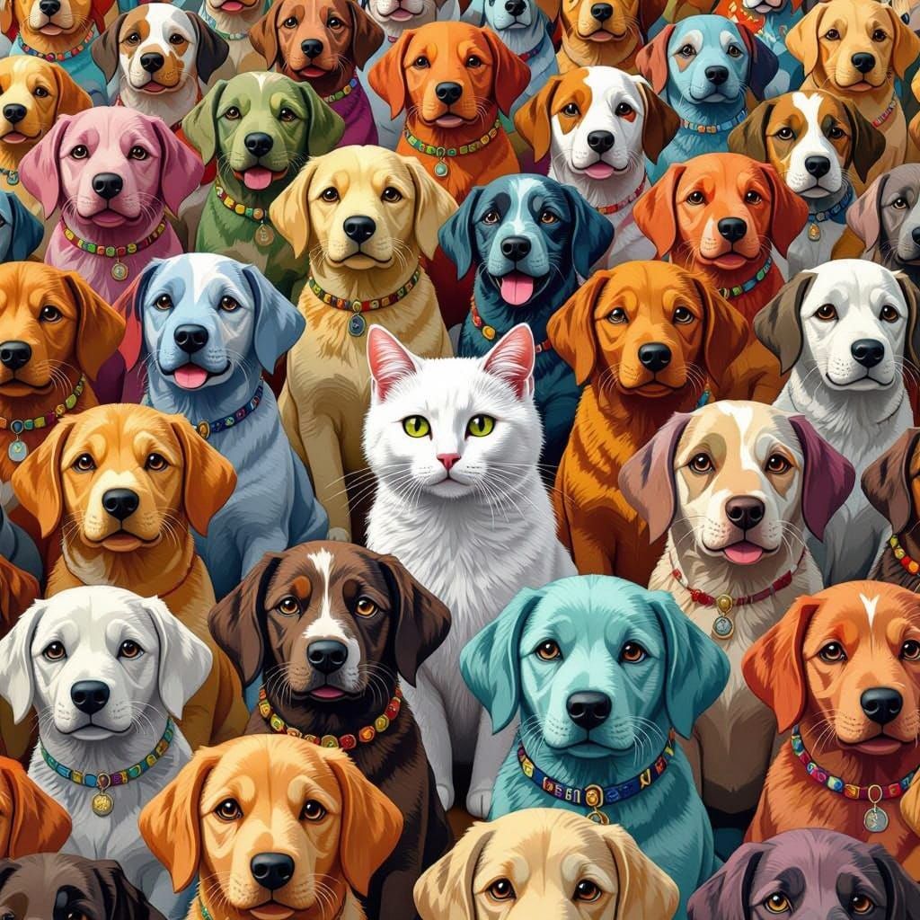 Canine Fractal Illusion in Vibrant Colors