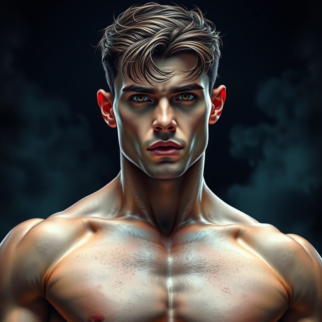Muscular Young Man in Dynamic Pose