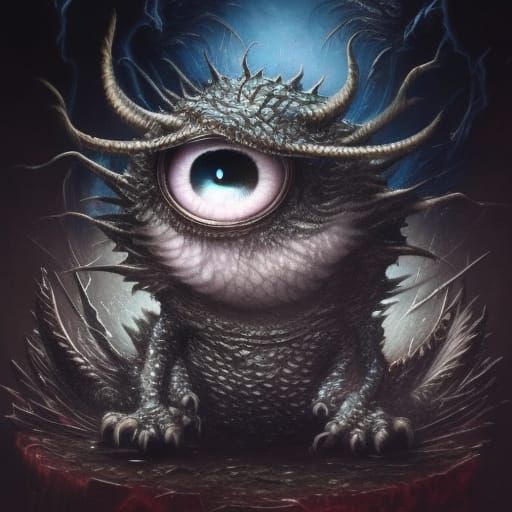 Sparkling Trash Monster Dragon with Intricate Eyes