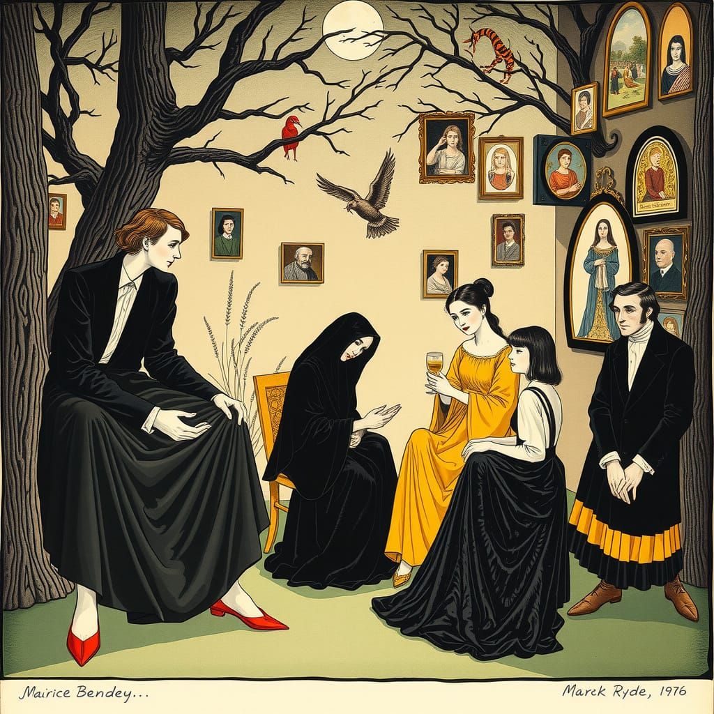 Surrealistic Gothic Renaissance Masterpiece in Gouache Ink