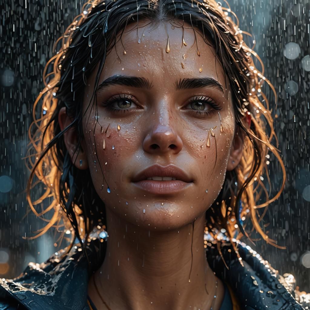 Raindrops on a Girl's Face in Unreal Engine 5