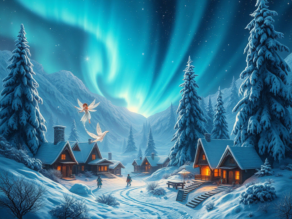 Ethereal Winter Fairy in Aurora-Lit Valley