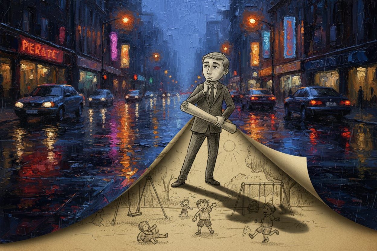 Surreal 3D Oil Painting: Architect Peels Back Reality