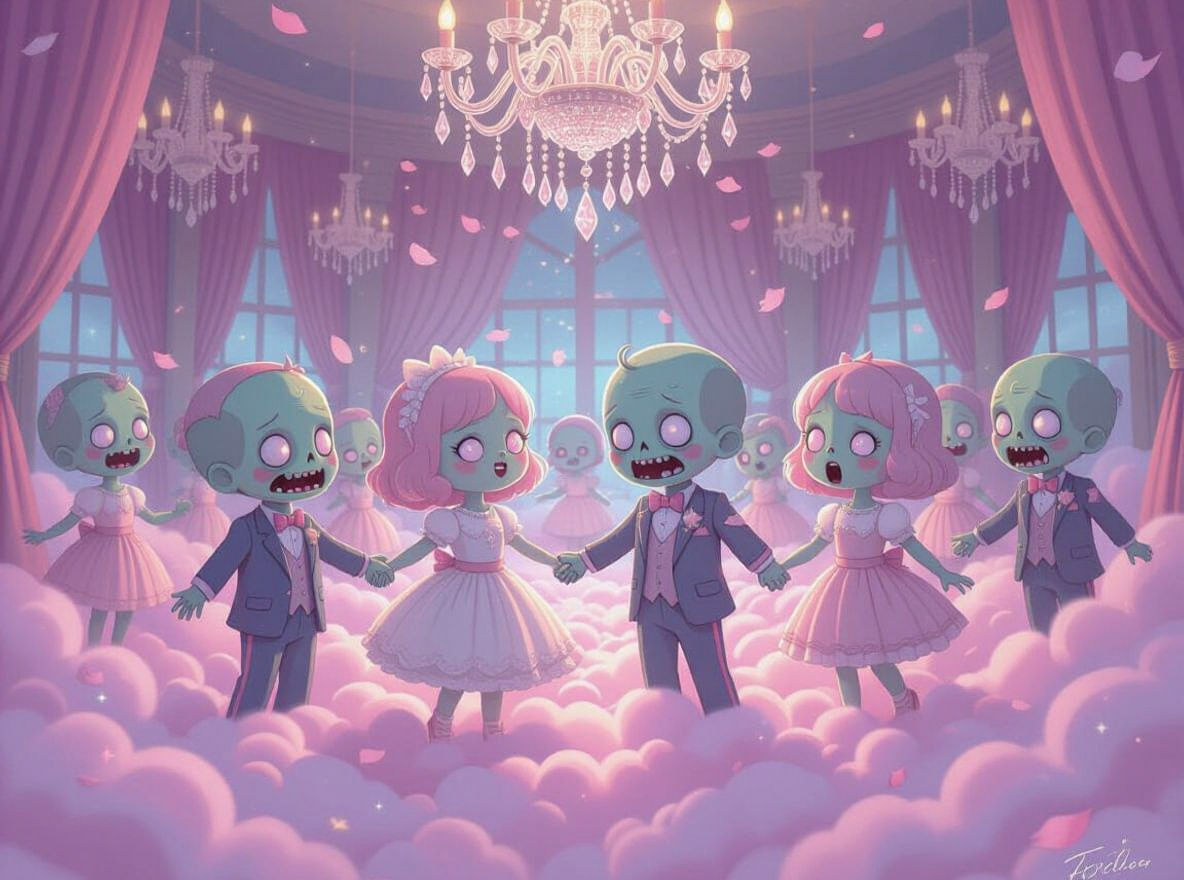 Cute Zombies Dance at Pastel Prom in Dreamy Cloud Ballroom