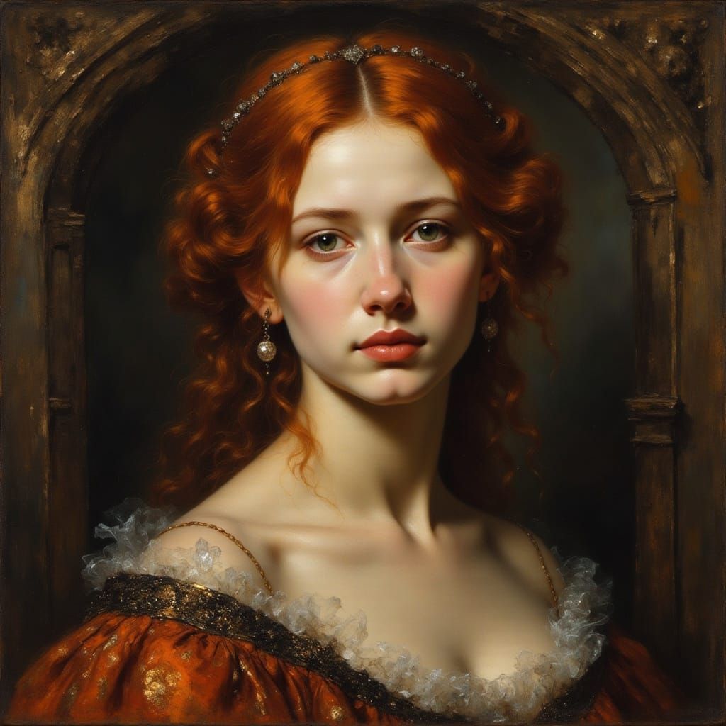 Renaissance Woman Portrait in Rembrandt Style