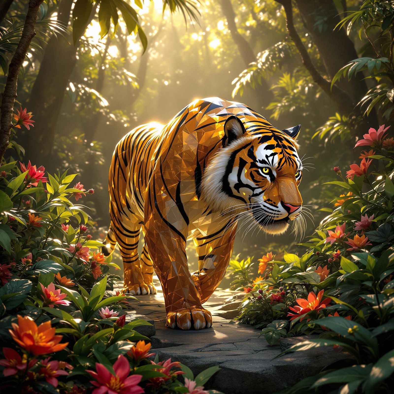 Majestic Tiger in Tiger's Eye Quartz, Silently Pads Through ...