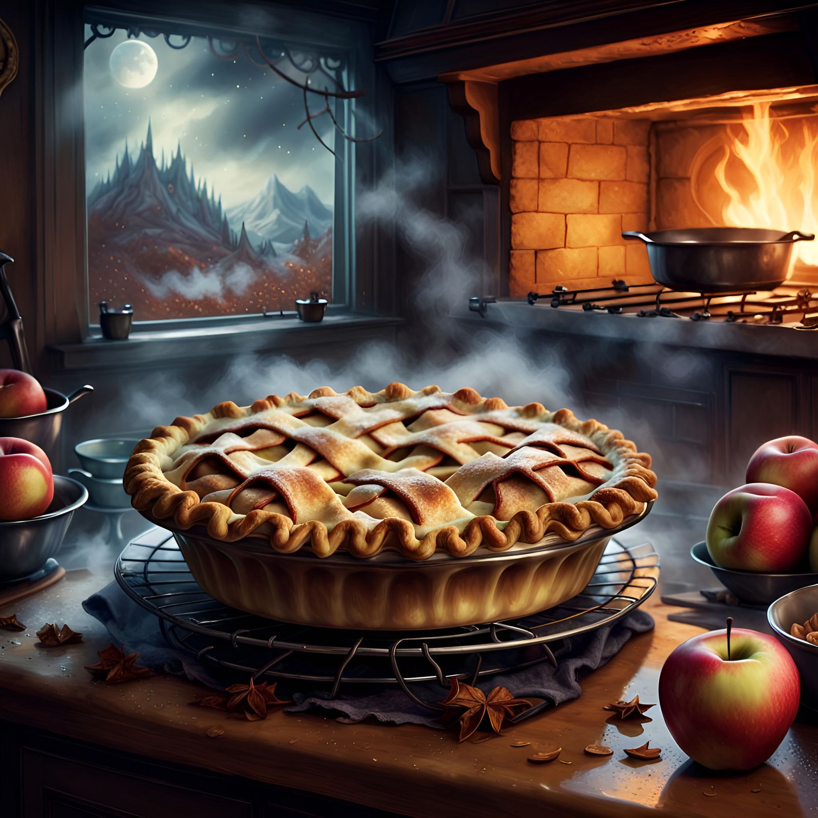 Freshly baked warm apple pie