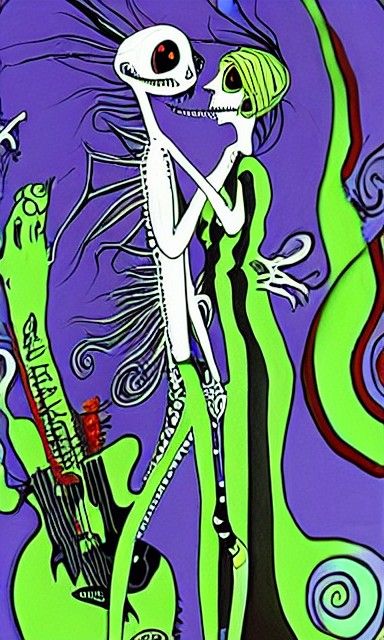 Jack and Sally in Tim Burton Cel-Shaded Style