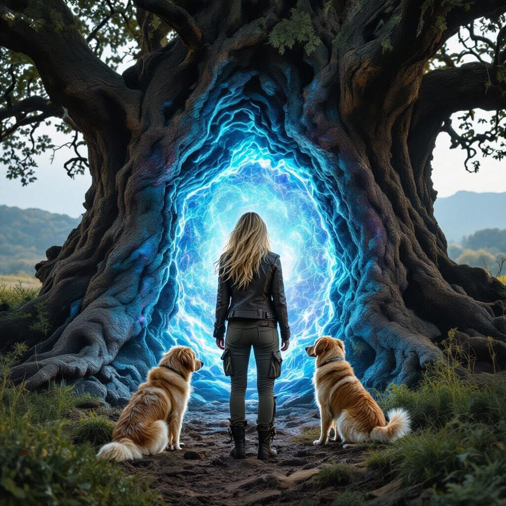 Just as the strange old man had said, the gate opened as she approached. She stared into the blue whirling light and tri...