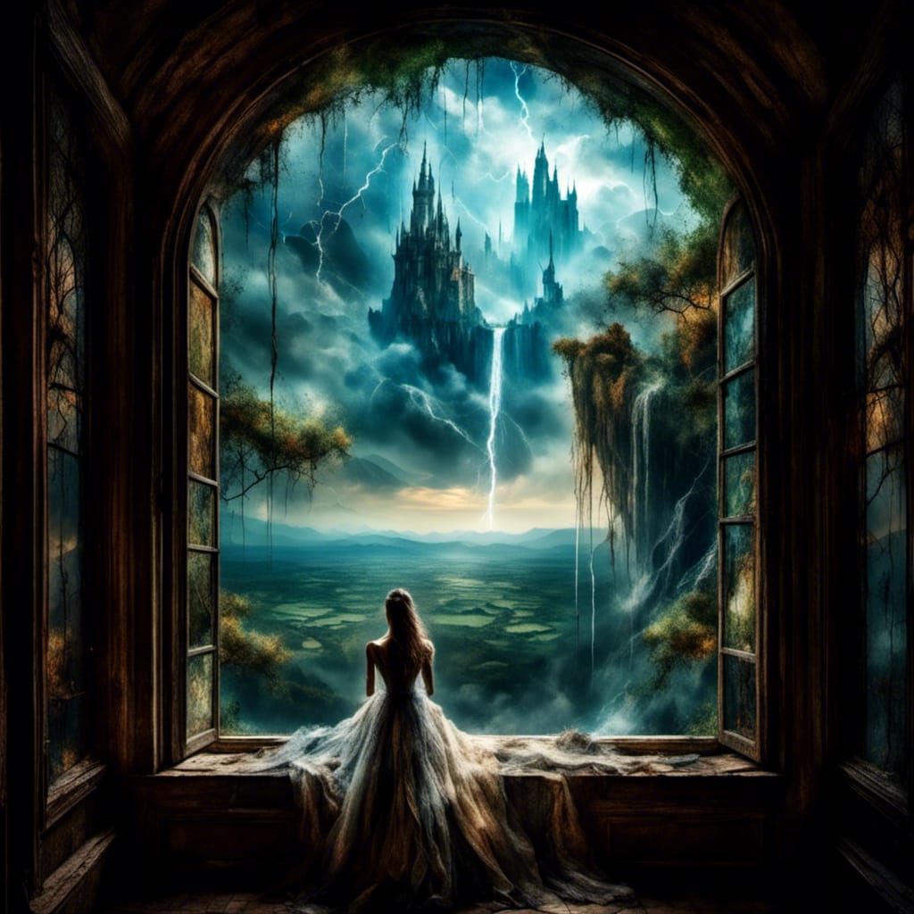 Floating Islands Stormscape with Castle View