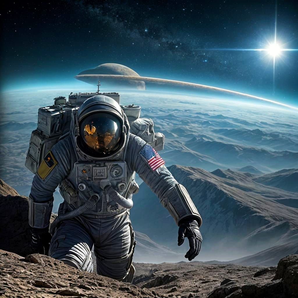 Astronaut Battles Alien Beasts in Stunning Space Scene