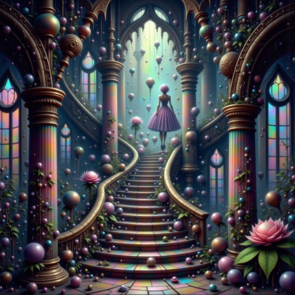 Alice's Byzantine Staircase in Escher Style