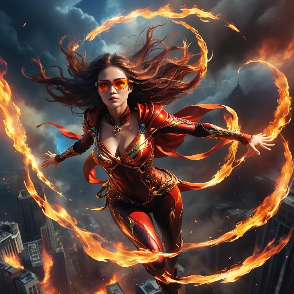 Fiery Goddess Ascending in Digital Fantasy Art